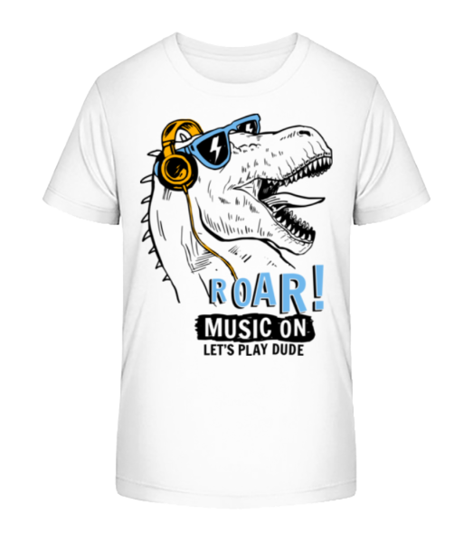 Music On Dino - Kinder Bio T-Shirt Stanley Stella - Weiß - Vorne