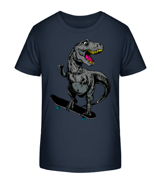 T-Rex Skater - Kid's Bio T-Shirt Stanley Stella - Navy - Front