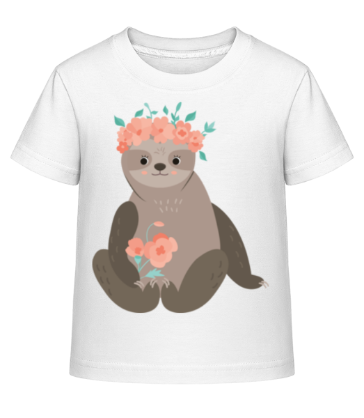 Sloth With Flowers - Kid's Shirtinator T-Shirt - White - Front