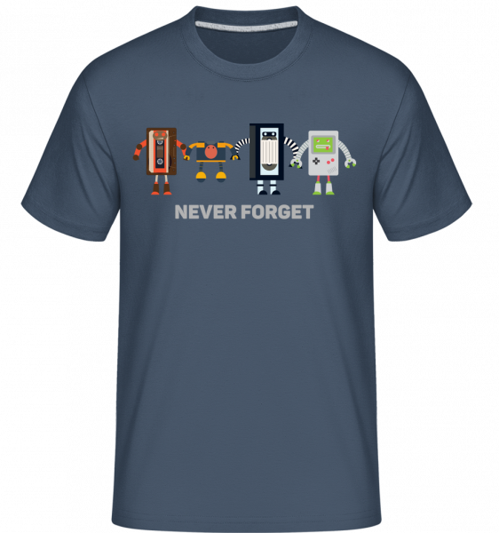 Never Forget Old Technology - Shirtinator Männer T-Shirt - Denim - Vorn