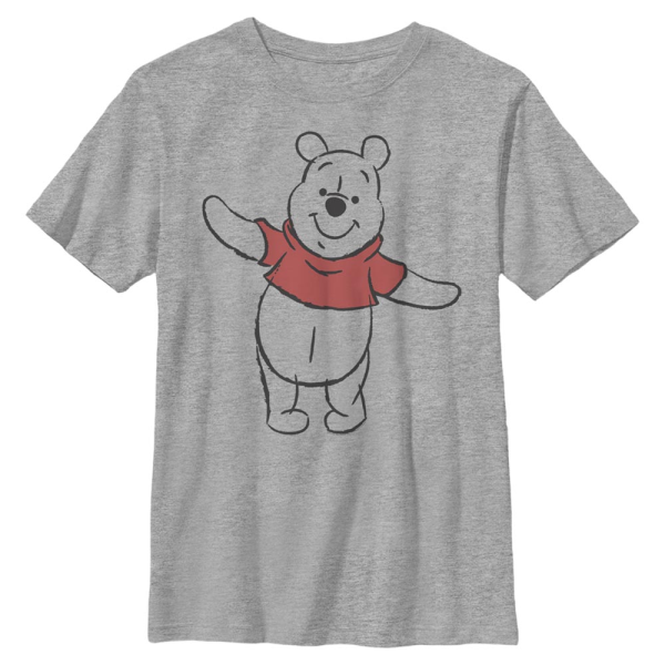 Disney Classics - Winnie Puuh - Medvídek Pú Basic Sketch Pooh - Kinder T-Shirt - Grau meliert - Vorne