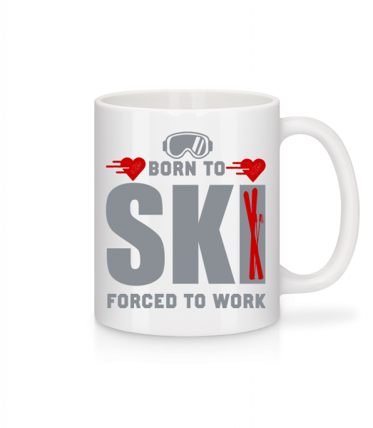 Born To Ski Forced To Work - Mug - White - Front