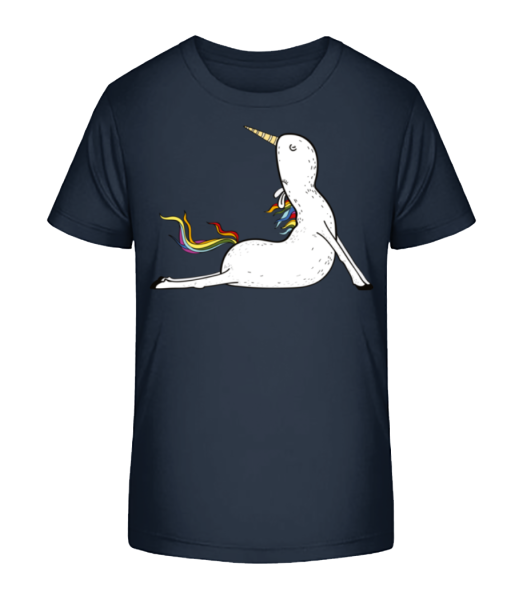 Yoga Unicorn Praying - Kid's Bio T-Shirt Stanley Stella - Navy - Front