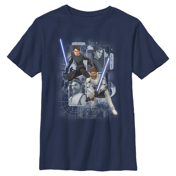 Star Wars - The Clone Wars - Skupina Schematic Shot - Kinder T-Shirt - Marine - Vorne