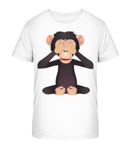 Blinder Affe - Kinder Bio T-Shirt Stanley Stella - Weiß - Vorne