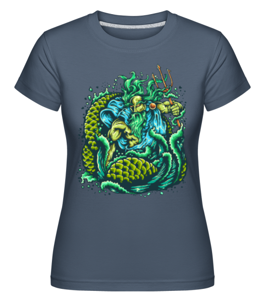 God Of The Sea -  Shirtinator Women's T-Shirt - Denim - Front