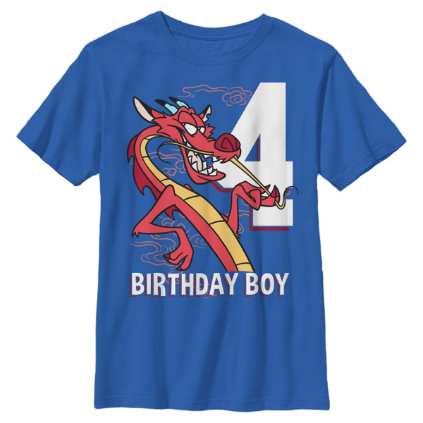 Disney - Mulan - Mushu Four - Kinder T-Shirt - Royalblau - Vorne
