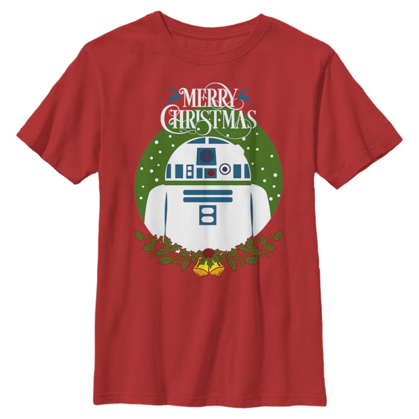 Star Wars - R2-D2 R2 Wreath - Weihnachten - Kinder T-Shirt - Rot - Vorne