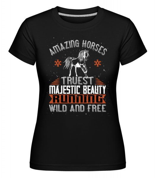 Amazing Horses Running Wild And Free -  Shirtinator Women's T-Shirt - Black - Front
