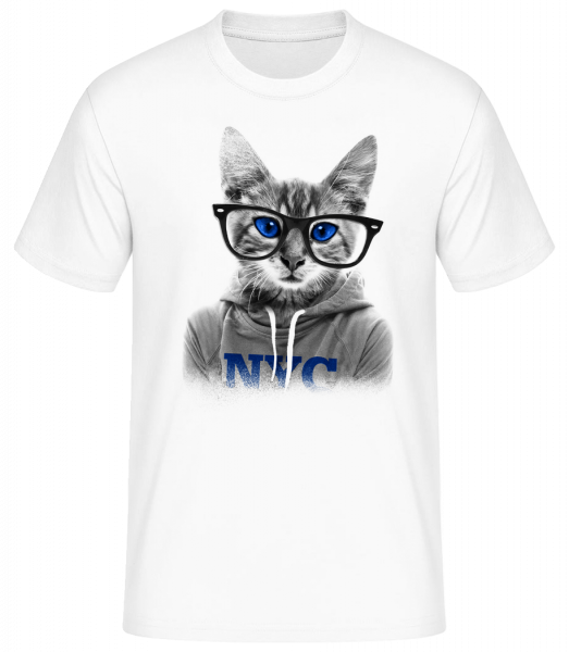 Cat NCY - Men's Basic T-Shirt - White - Front