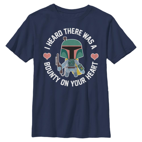 Star Wars - Boba Fett Bounty Heart - Valentinstag - Kinder T-Shirt - Marine - Vorne