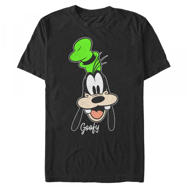 Disney - Micky Maus - Goofy Big Face - Männer T-Shirt - Schwarz - Vorne