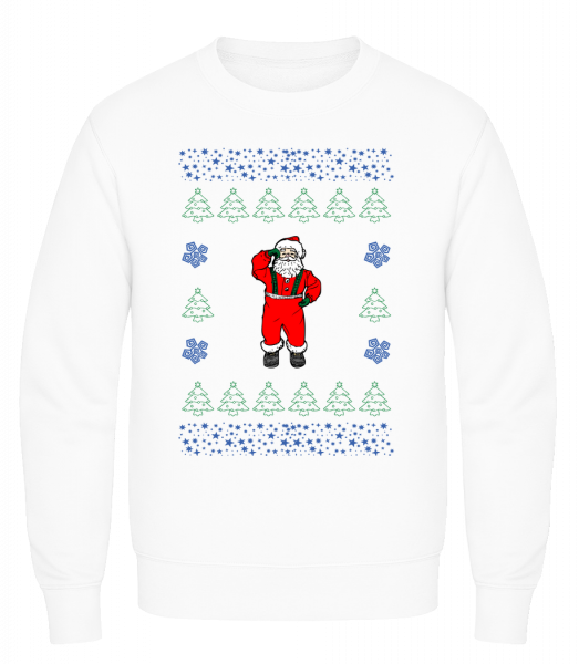 Santa Knitting Pattern - Men's Sweatshirt AWDis - White - Front