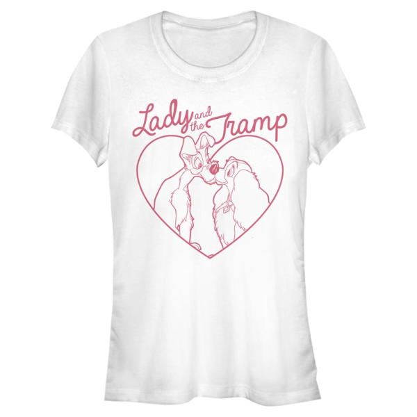 Disney Classics - Lady and the Tramp - Lady and the Tramp Love Pups - Valentine's Day - Women's T-Shirt - White - Front