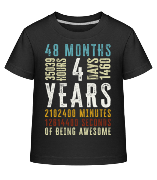 4 Years 48 Months - Kid's Shirtinator T-Shirt - Black - Front