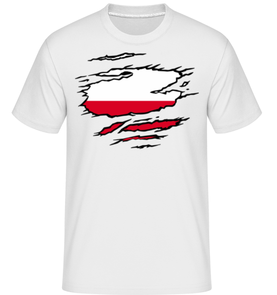 Ripped Flag Poland - Shirtinator Männer T-Shirt - Weiß - Vorne