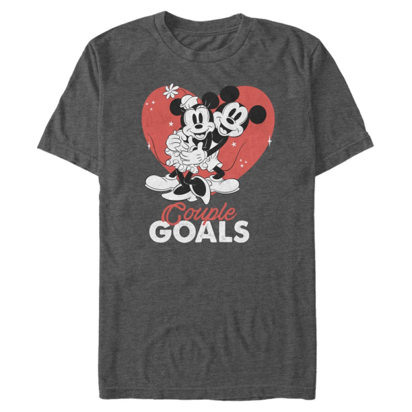Disney Classics - Micky Maus - Mickey & Minnie Couple Goals - Valentinstag - Männer T-Shirt - Anthrazit meliert - Vorne
