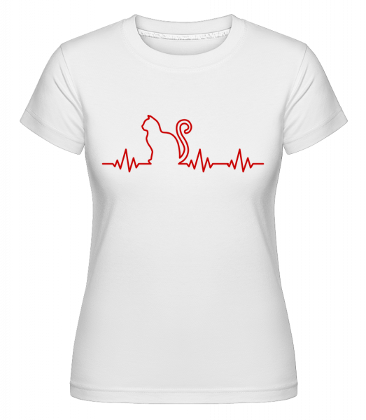 Heartbeat Cat -  Shirtinator Women's T-Shirt - White - Vorn