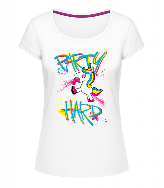 Party Hard Unicorn - Megan Crewneck T-Shirt - White - Vorn