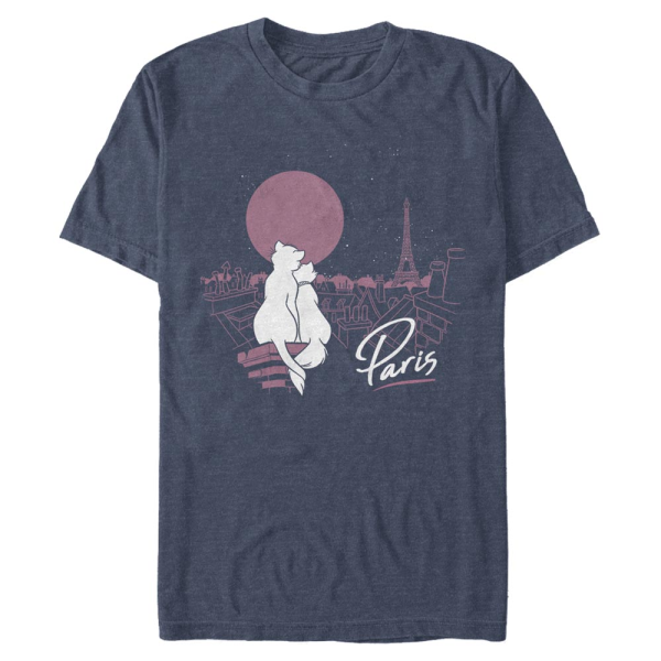 Disney - The Aristocats - Duchess & Thomas Together In Paris - Men's T-Shirt - Heather navy - Front