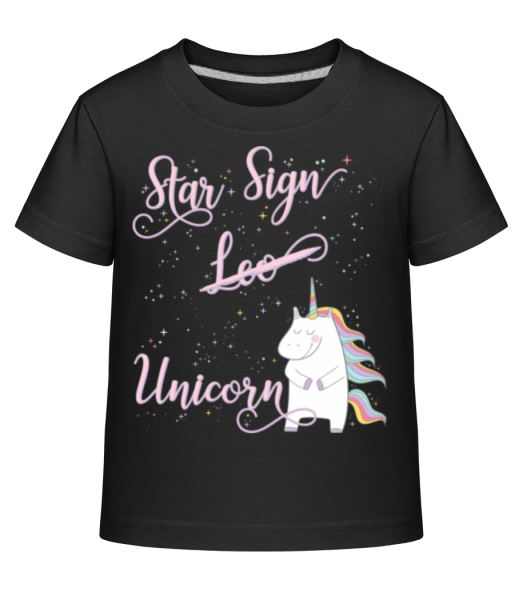 Star Sign Unicorn Leo - Kinder Shirtinator T-Shirt - Schwarz - Vorne