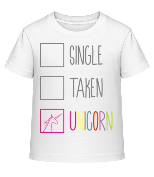 Single Taken Unicorn - Kinder Shirtinator T-Shirt - Weiß - Vorne