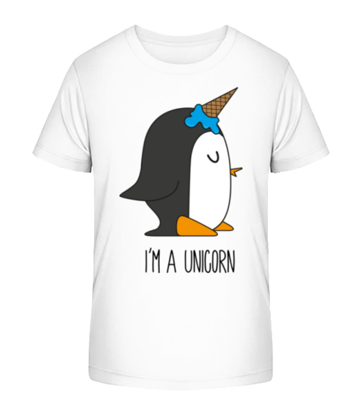 I'm A Unicorn Penguin - Kinder Bio T-Shirt Stanley Stella - Weiß - Vorne