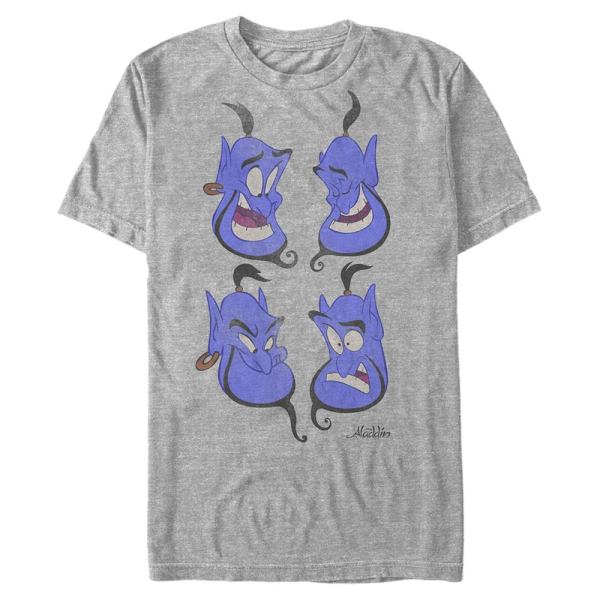 Disney - Aladdin - Genie Faces - Männer T-Shirt - Grau meliert - Vorne