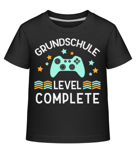Grundschule Level Complete - Kinder Shirtinator T-Shirt - Schwarz - Vorne