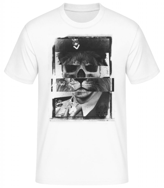 Löwe Mensch Schiebebild - Männer Basic T-Shirt - Weiß - Vorn