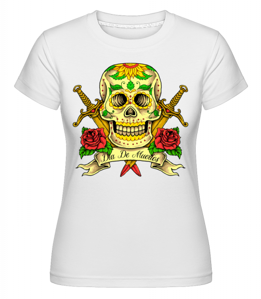 Day Of The Dead Skull -  Shirtinator Women's T-Shirt - White - Front