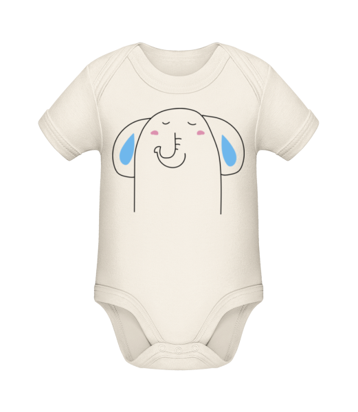 Cute Elephant - Organic Baby Body - Cream - Front