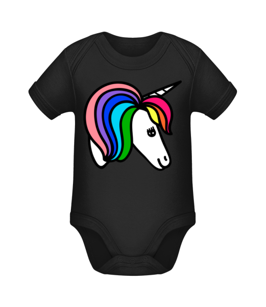 Unicorn Rainbow - Organic Baby Body - Black - Front