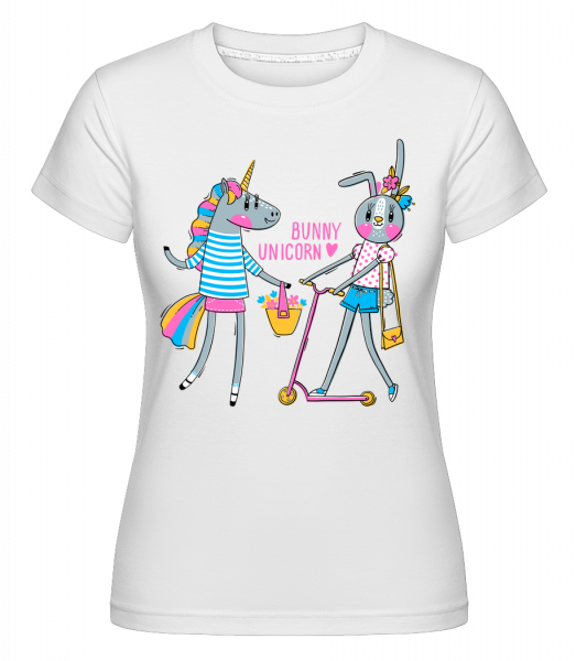 Bunny And Unicorn -  Shirtinator Women's T-Shirt - White - Front