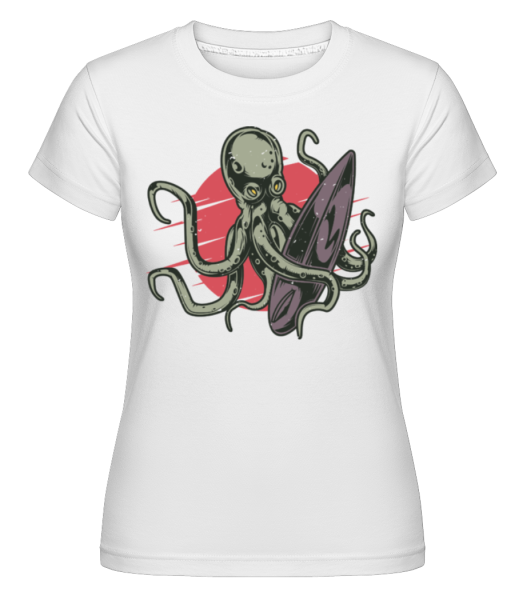 Surfing Octopus - Shirtinator Frauen T-Shirt - Weiß - Vorne