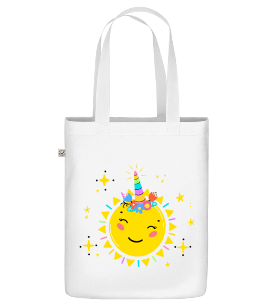 Fröhliche Sonne - Bio Tasche - Weiß - Vorne