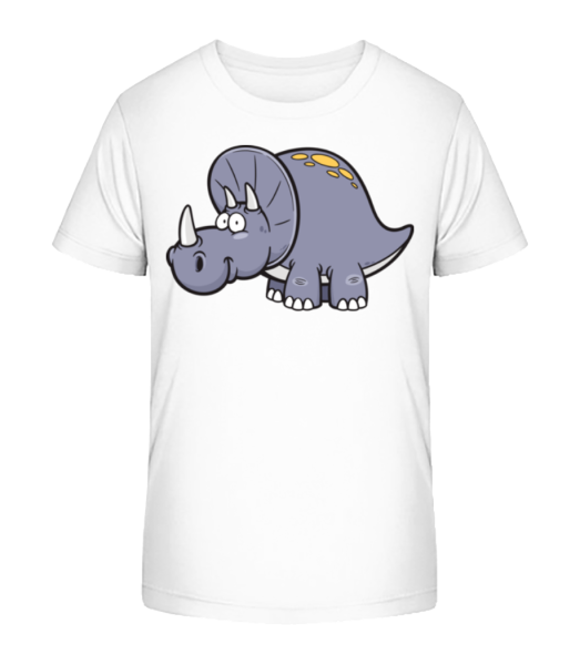 Comic Triceratops - Kinder Bio T-Shirt Stanley Stella - Weiß - Vorne