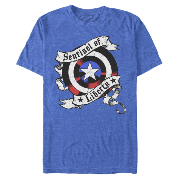 Marvel - Avengers - Captain America Sentinel Shield - Männer T-Shirt - Royalblau meliert - Vorne