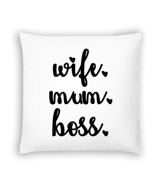 Motif Wife Mum Boss - Cushion - White - Front