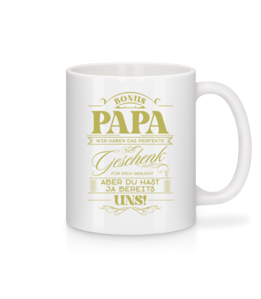 Bonus Papa Perfektes Geschenk - Tasse - Weiß - Vorne