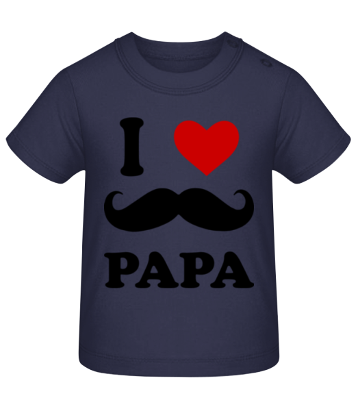 I Love Papa - Baby T-Shirt - Navy - Front