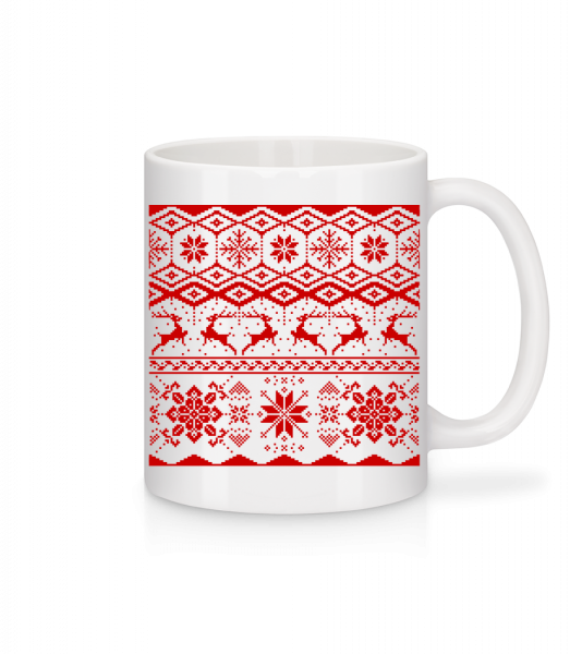 Weihnachtsmuster - Tasse - Weiß - Vorn