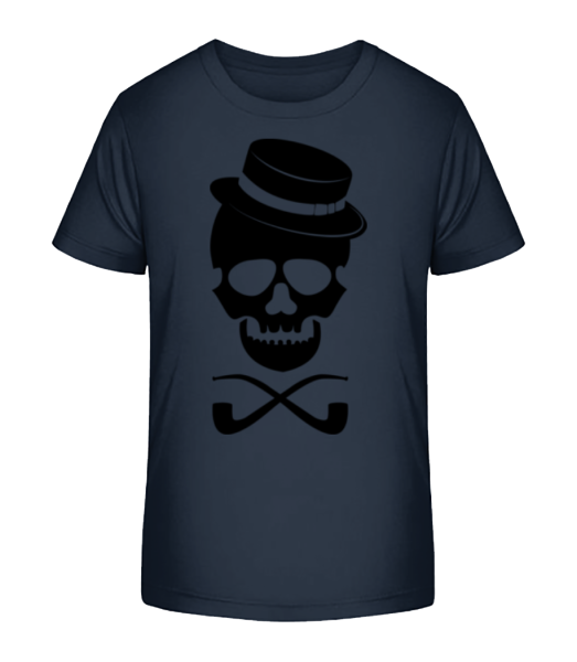 Totenkopf mit Hut - Kinder Bio T-Shirt Stanley Stella - Marine - Vorne