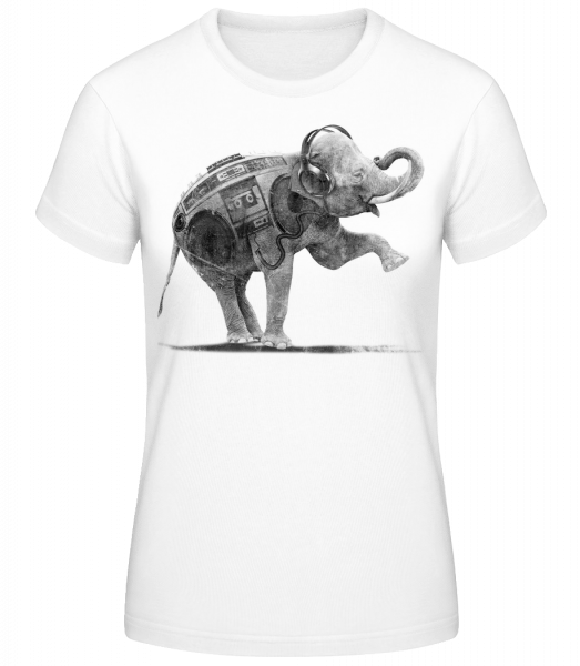 Ghettoblaster Elephant - Women's Basic T-Shirt - White - Front