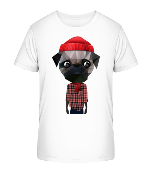Polygon Hund Hipster - Kinder Bio T-Shirt Stanley Stella - Weiß - Vorne
