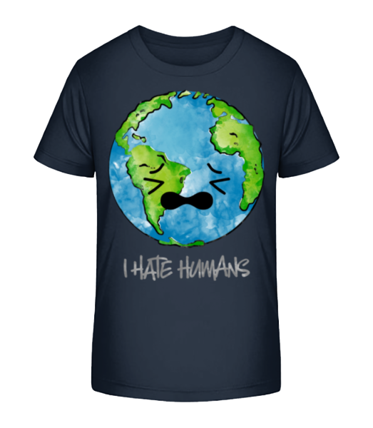 Earth Hates Humans - Kid's Bio T-Shirt Stanley Stella - Navy - Front