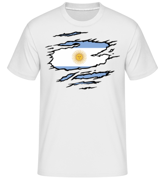 Ripped Flag Argentina - Shirtinator Männer T-Shirt - Weiß - Vorne