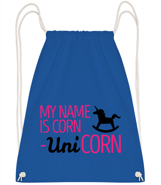 My Name Is Corn, Unicorn - Turnbeutel - Royalblau - Vorn