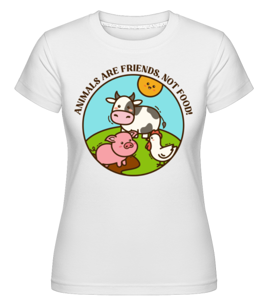 Animals Are Friends Not Food -  Shirtinator Women's T-Shirt - White - Front