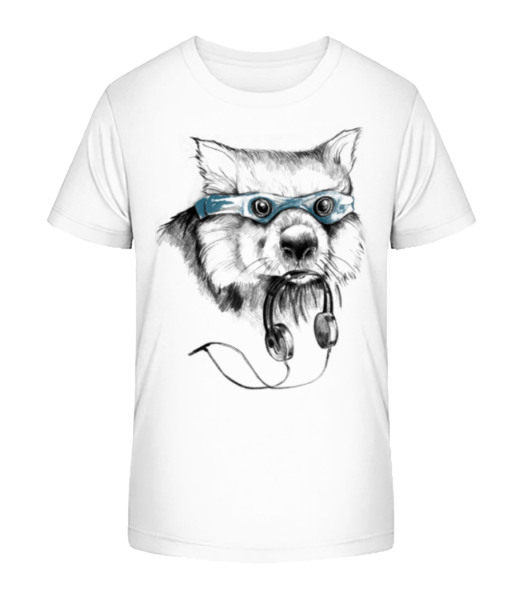 Funny Raccoon With Swimming Goggles - Kid's Bio T-Shirt Stanley Stella - White - Front